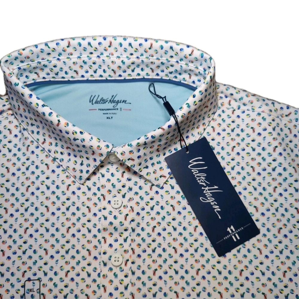 Walter Hagen Men's Patterned Polo - White